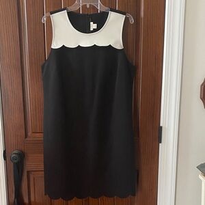 J. Crew Black and Cream Scalloped Mini Dress